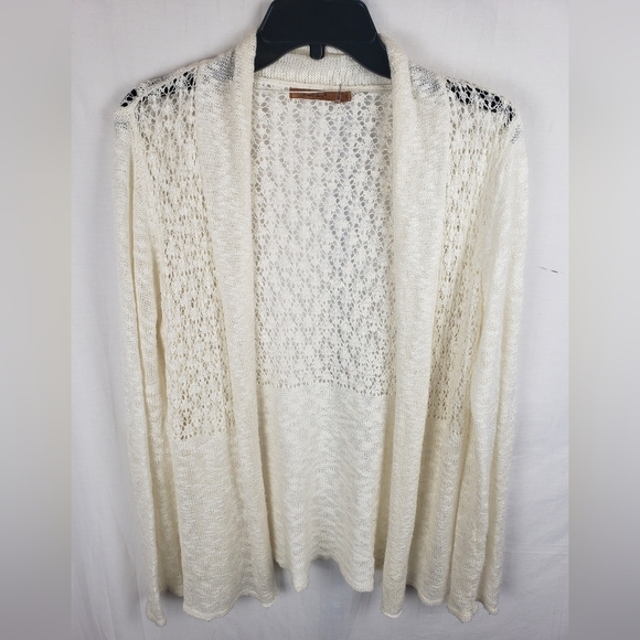 Belldini Ivory Long Sleeve Open Front Cardigan Sz L - Picture 2 of 8